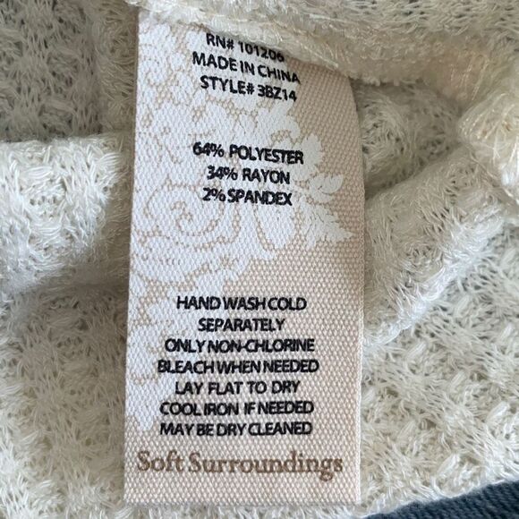 Soft Surroundings Ivory Cream Waffle Knit Long Sleeve Button Shirt Cardigan PL N - Picture 10 of 11